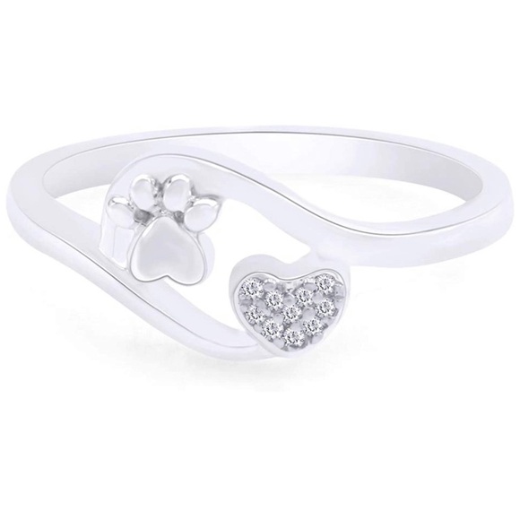 Boutique Jewelry - Natural Diamond Paw Print Ring